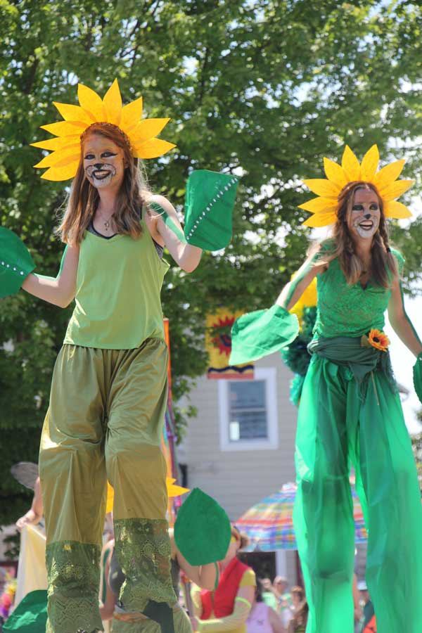 Stilt walkers in the solstice parade.