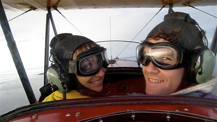 Kami and Orion Mahony on their bi-plane ride.