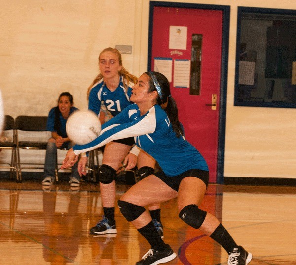 Vikings Bethany Hansen (in back) and Alenna Garcia.