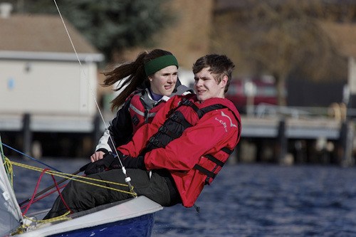 Orcas skipper Jules Mann and crew Chris Babcock during the regatta.