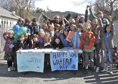 Salmonberry School students celebrated World Water Day with a “walk for water” through Eastsound on March 23.