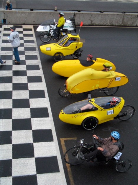 John Mottl in his Quest velomobile