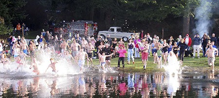 The 2012 Polar Bear Plunge at Cascade Lake. This year’s theme is “The Morning After.”