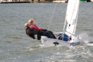 Alex Waldron and Barrett North sail upwind.