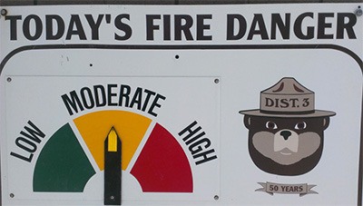 All of the county’s fire danger signs now point to the yellow “moderate” range.