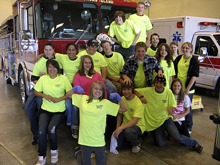 Orcas Christian School kids at the Eastsound Fire Station