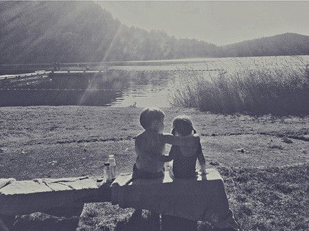 Finn and Ada Sandwith enjoy a quiet moment together on a warm day at Cascade Lake.