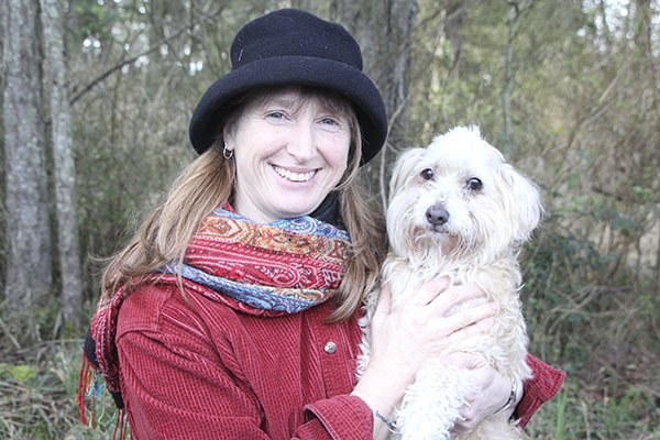 Libby Garcia with her dog Honey Bear.