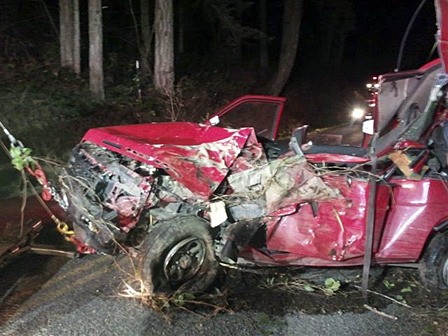 The vehicle after Orcas and Fire Rescue dismantled it to remove the driver