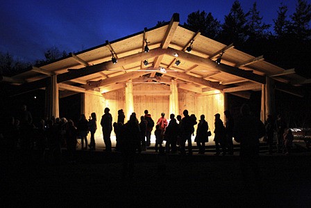 Parents and their children waiting in line to see Santa and Mrs. Claus at the tree lighting festival on Dec. 3.