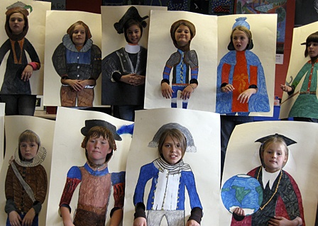 The students dressed as explorers.