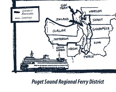 Areas that the proposed regional ferry district would include.