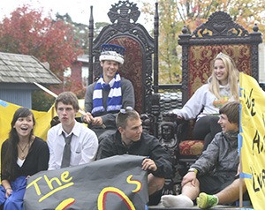 Homecoming king and queen Jack Russillo and Shelbi Rogers in the parade.