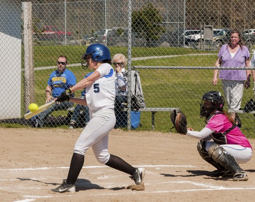 Katie Holley hits the ball during the Adna game.