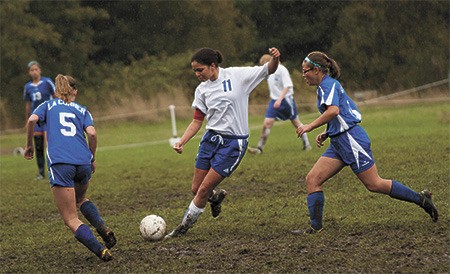 Viking Diansa Anuenue goes for the ball during the game against the LaConner Braves.