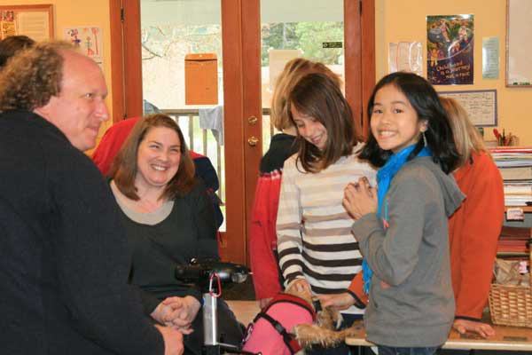 Gracie Grantham (middle) with Salmonberry kids and director Paul Freedman.