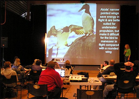 Julie Knight of IOSA familiarizes class participants with bird species most likely to be impacted by an oil spill during an IOSA class in June 2009.