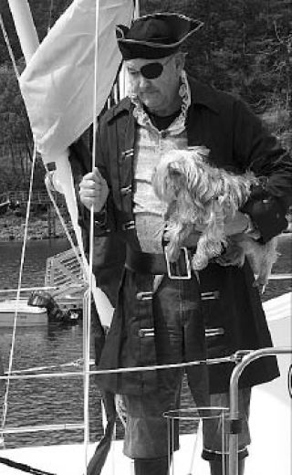 Capt. Len Rickey disguised as a pirate on Orcas Island Yacht Club’s Opening Day