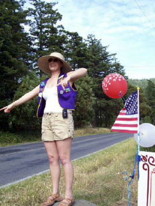 Mariah Buck directs traffic at the 2007 Lions’ Barbecue.