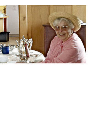 Joyce Burghardt at the Market Day tea table