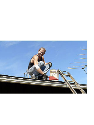 Joe Goodrich of Islands Roof and Deck Cleaning previews United Way Day of Caring (DOC) by cleaning the gutters of a low-income senior.  He’s donating his professional services for the day.