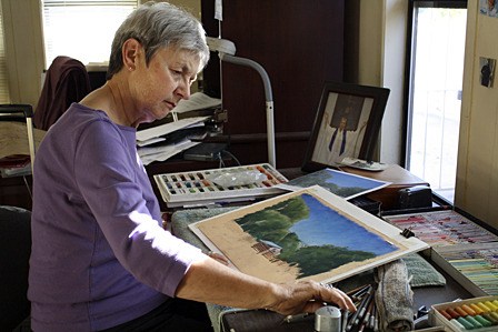 Patricia Slabaugh at work in her studio.