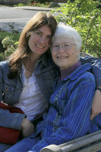 Ann Lister with her mom Molly Roberts. Ann and her husband Ian are currently raising their family of three on Orcas Island.