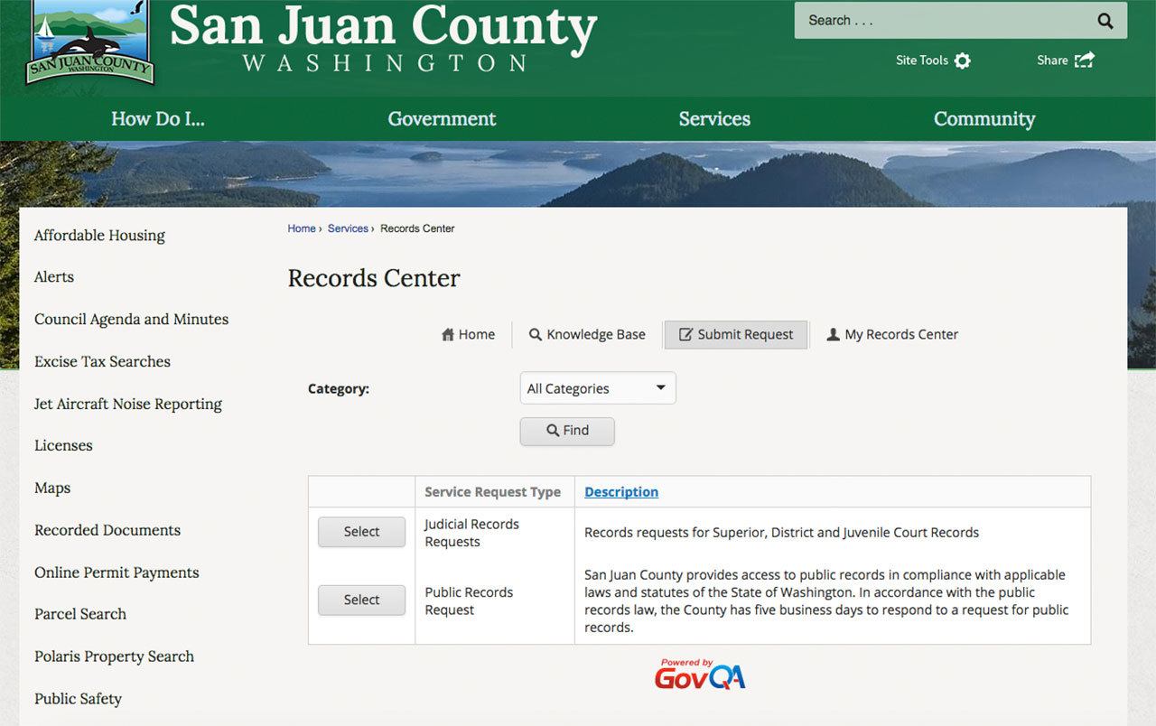 Contributed image/San Juan County                                San Juan County public records requests can be submitted at www.sanjuanco.com/684/Records-Center.