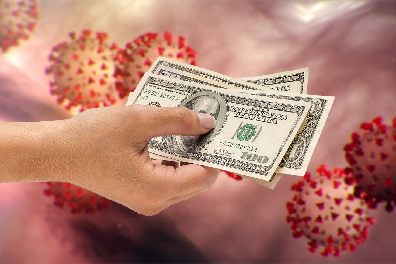 Covid money stock photo illustration