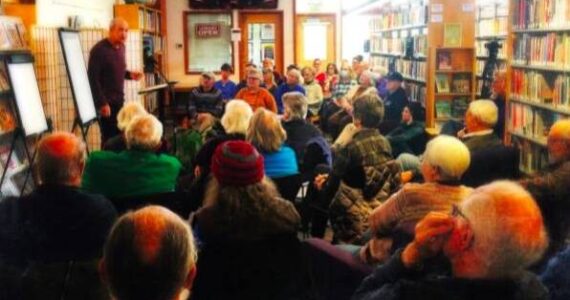 Sam Gailey photo.
Bruce Langford speaks music at the Orcas Island Public Library.