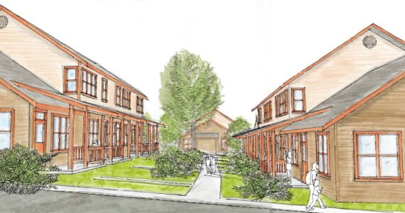 Architect’s rendering of the townhomes at April’s Grove (2018) — a similar design will be constructed at Pea Patch Lane.