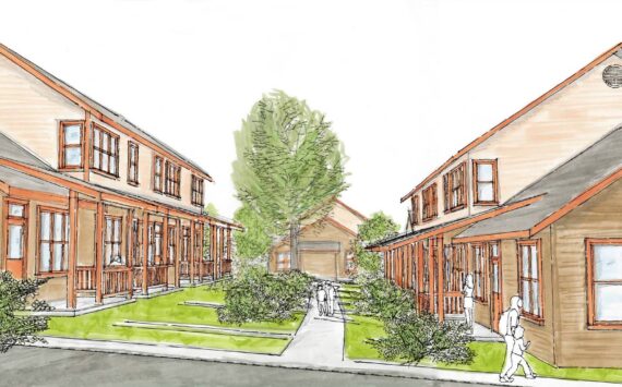 Architect’s rendering of the townhomes at April’s Grove (2018) — a similar design will be constructed at Pea Patch Lane.