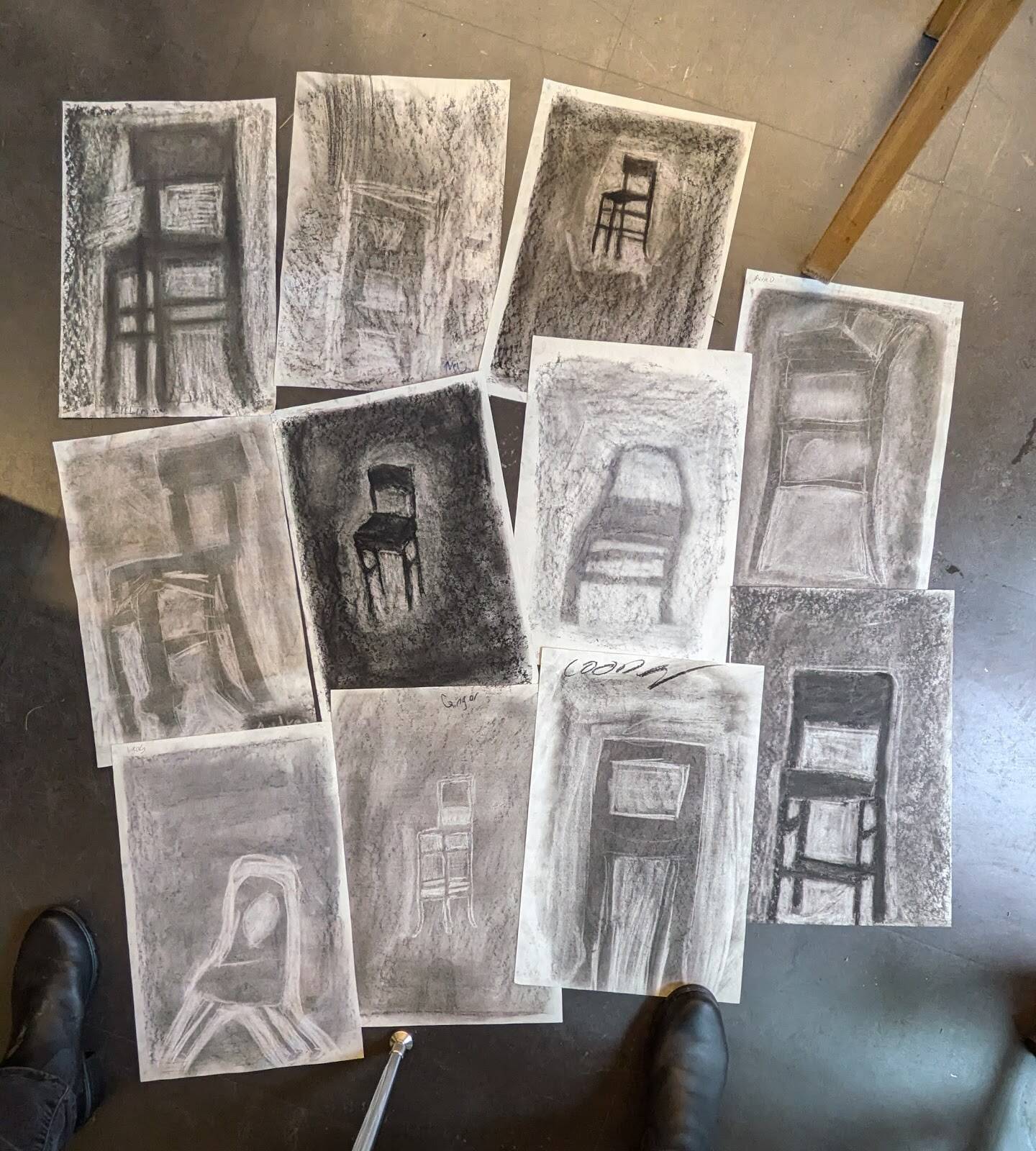 <em>Chairs drawn by students. </em>