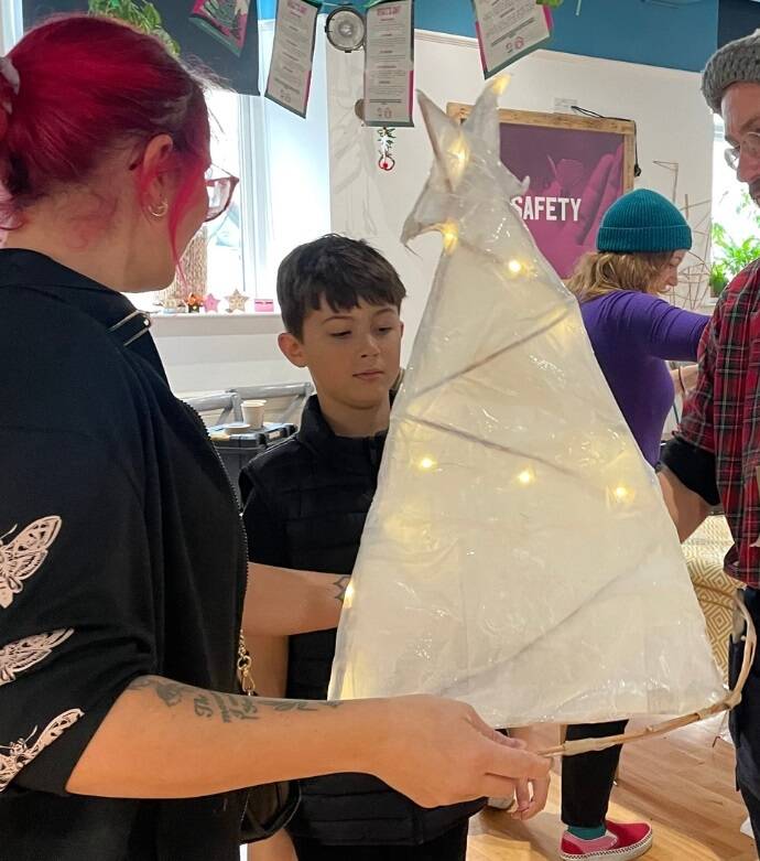 Children making lamps